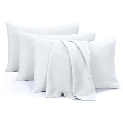 4 Pack Pillowcases Standard 50 x 75 cm Soft Brushed Microfiber Pillow Covers Envelope Closure Wrinkle Set by Olivia Rocco White Pillows