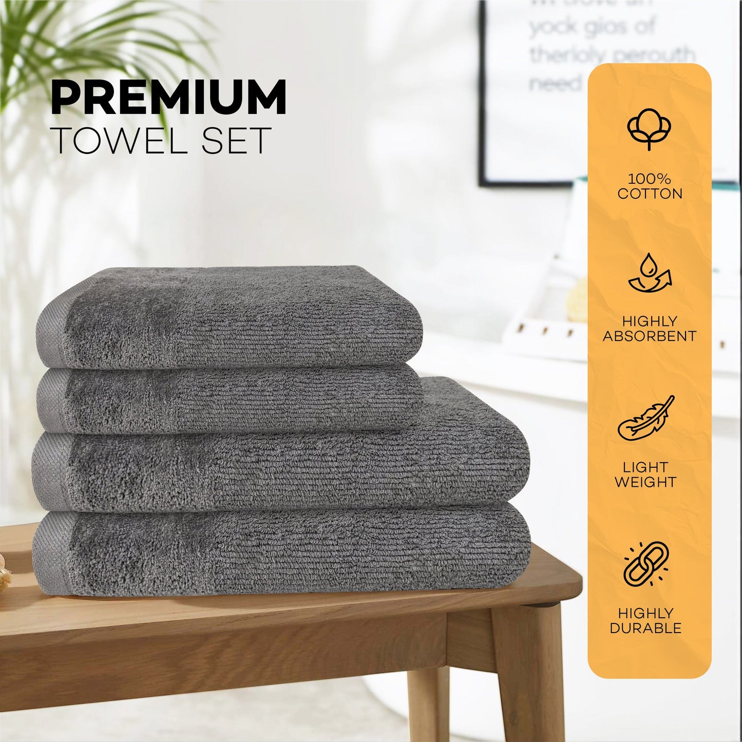 4 Piece Regal Towel Bale Set with 2 Large Bath & 2 Hand Towels Ultra Soft Quick Drying Highly Absorbent 100% Cotton Bathroom Sets by Olivia Rocco Towels