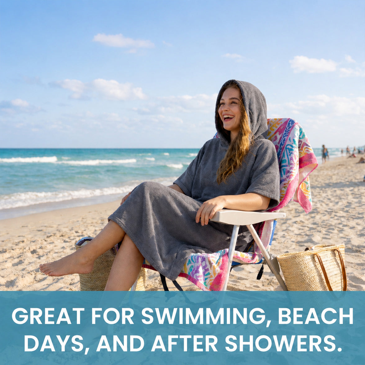 OLIVIA ROCCO Womens Poncho Changing Robe for Swim Surf Beach Gym Towels Hooded Large