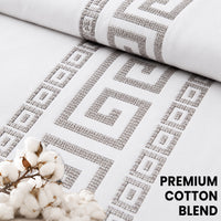 OLIVIA ROCCO Ravenna Greek Key Embroidered Duvet Cover Set Cotton Rich with Pillowcases