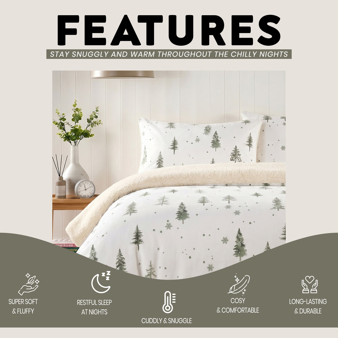 OLIVIA ROCCO St Moritz Teddy Fleece Reversible Duvet Set with Pillowcases