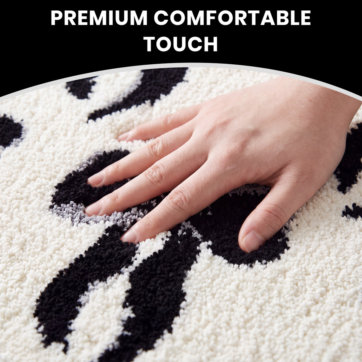 OLIVIA ROCCO Bath Mat Black & Cream 50 x 80 cm Bow Design Bathroom Rug