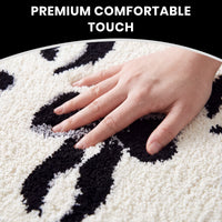 OLIVIA ROCCO Bath Mat Black & Cream 50 x 80 cm Bow Design Bathroom Rug