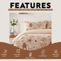 OLIVIA ROCCO Ginger Bread & Candy Canes Teddy Fleece Reversible Duvet Set with Pillowcases