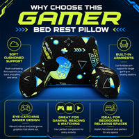 OLIVIA ROCCO Kids Gaming Bedrest Pillow with Arms Back Support