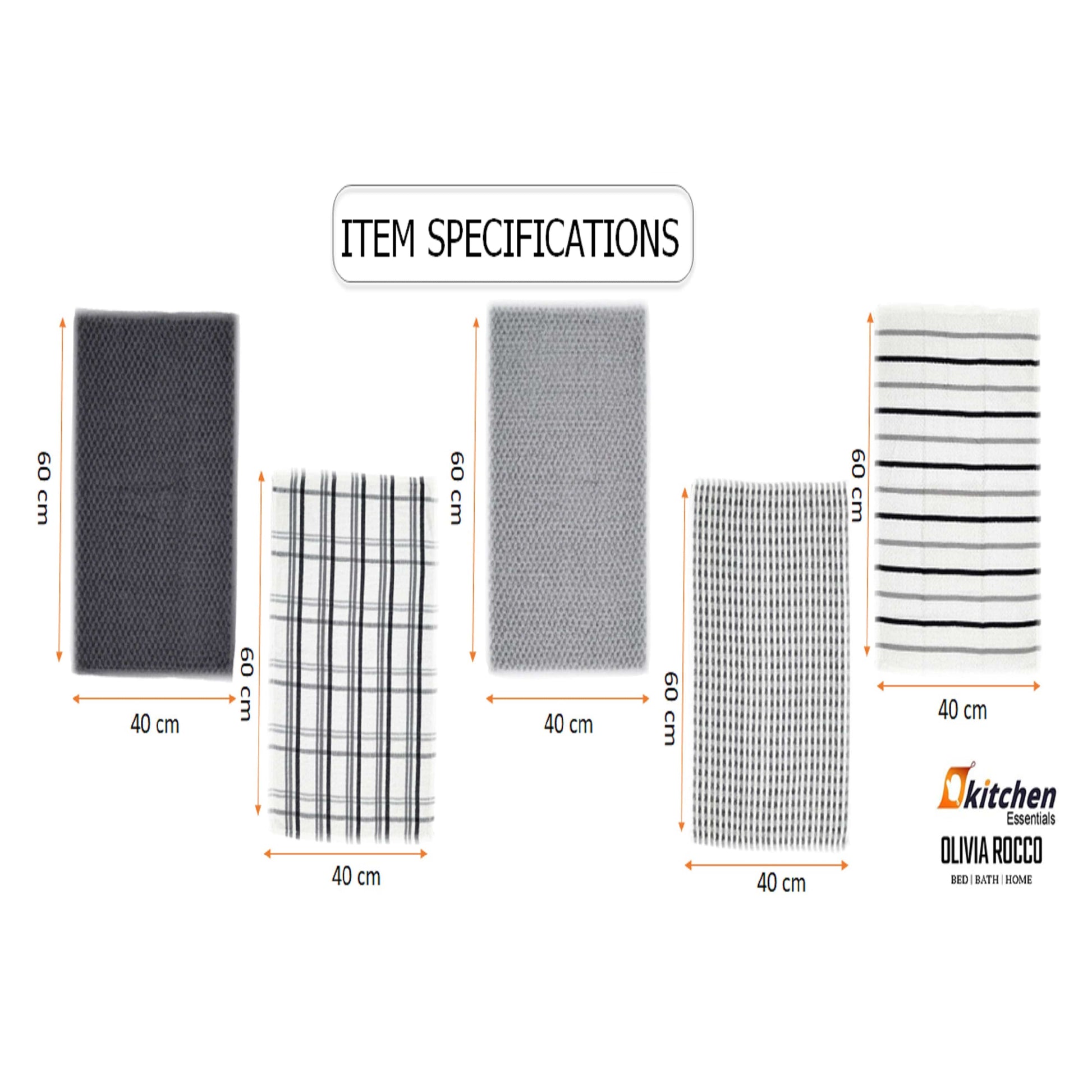 Pack Of 10 Professional Catering Tea Towels – Heavy Duty Construction – Absorbent & Quick Dry – High Density Weave- Fade Resistant – Lint Free & No Streaks - Bar, Restaurant Cloth