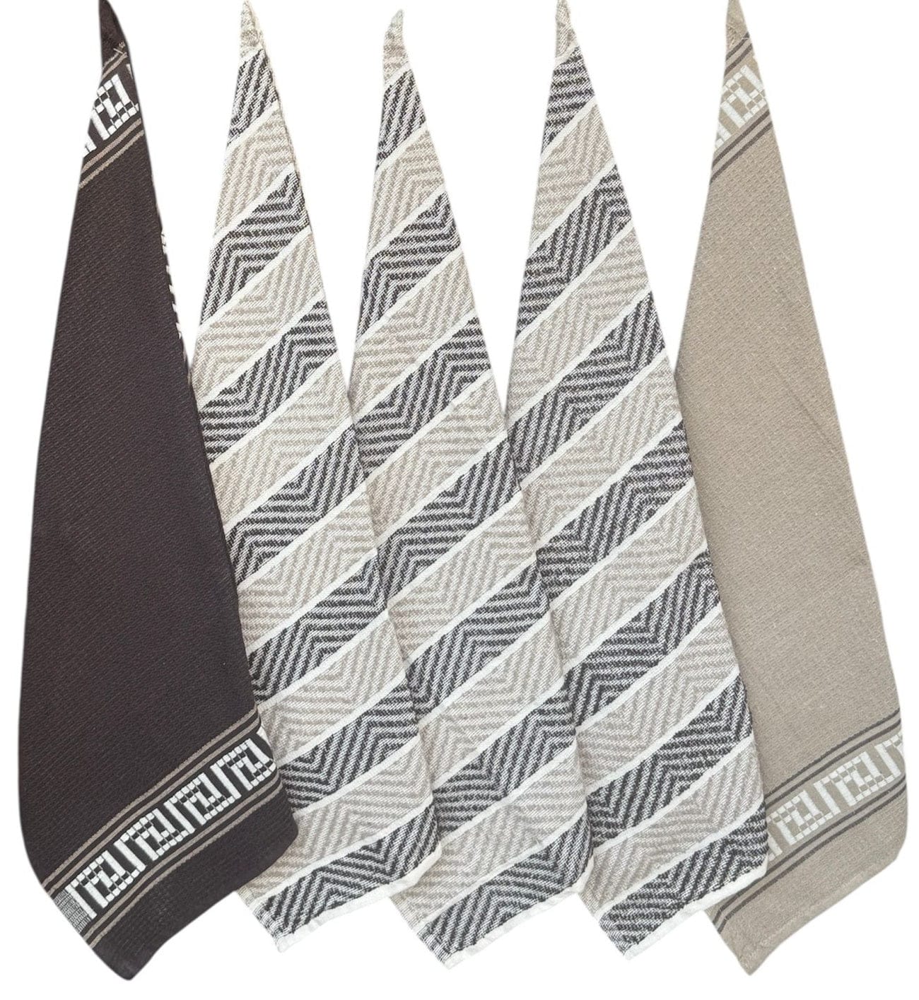 5 Pack Venice Tea Towels 100% Cotton Premium Super Absorbent Quick Drying Soft Kitchen Dish Cloth Set by Olivia Rocco Natural Tea Towel