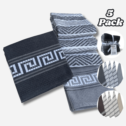 5 Pack Venice Tea Towels Cotton Premium Super Absorbent Quick Drying Soft Kitchen Dish Cloth Set by OLIVIA ROCCO Tea Towel