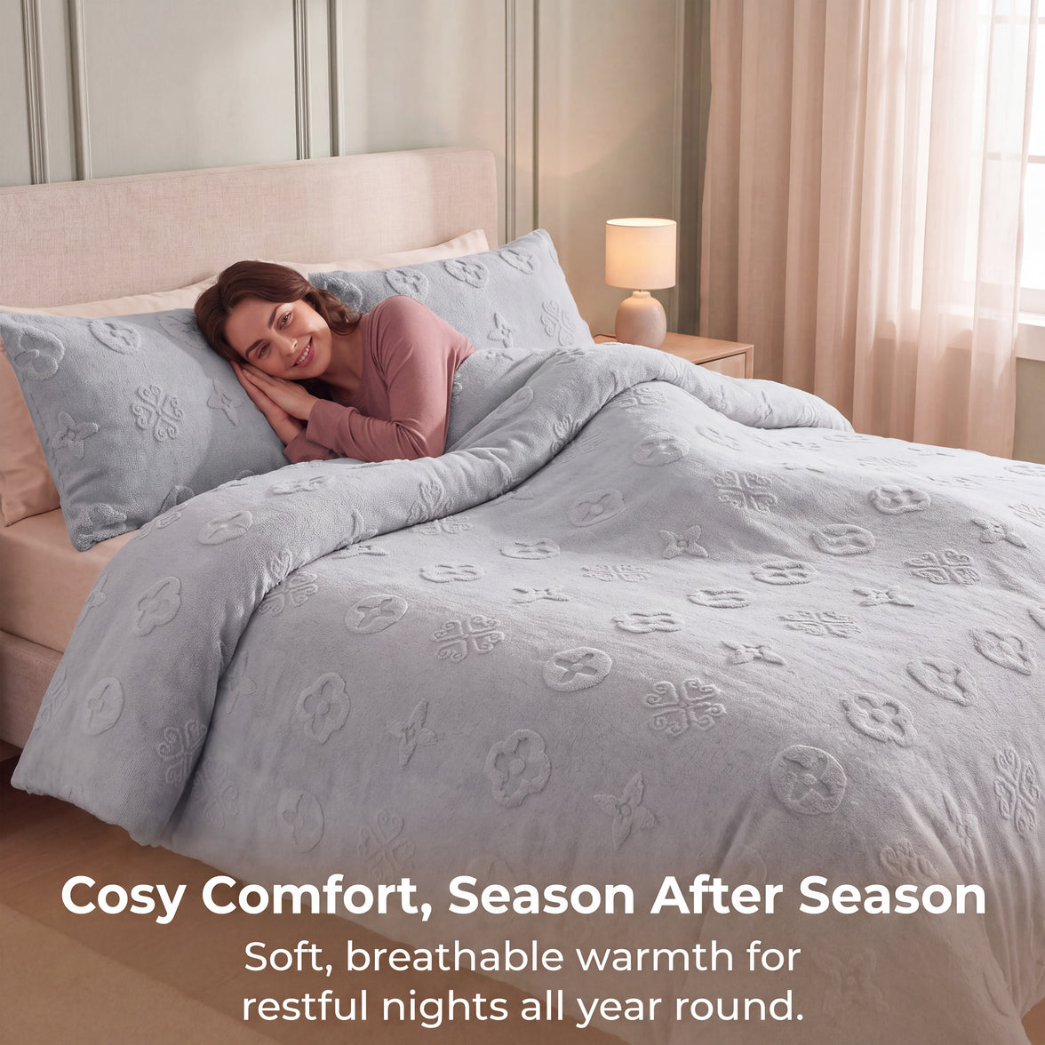 OLIVIA ROCCO Paris Teddy Duvet Cover Set Soft Fluffy Fleece Bedding Warm Cosy Embossed Design