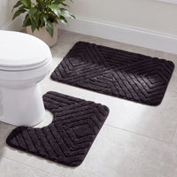 OLIVIA ROCCO diamond memory foam bathroom bath mat set with non-slip backing, two-piece design, plush and absorbent.