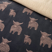 OLIVIA ROCCO Highland Cow Teddy Fleece Reversible Duvet Set with Pillowcases