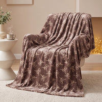 Elf Lane Fleece Throw Blanket Soft Cosy Highland Cow Christmas Gingerbread Design Blanket for Sofa & Bed Warm 120 x 150 cm