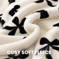 OLIVIA ROCCO Printed Fleece Throw Blanket Super Soft Warm Sofa Bed Throw Bows Highland Cow Candy Cane 130 x 180 cm