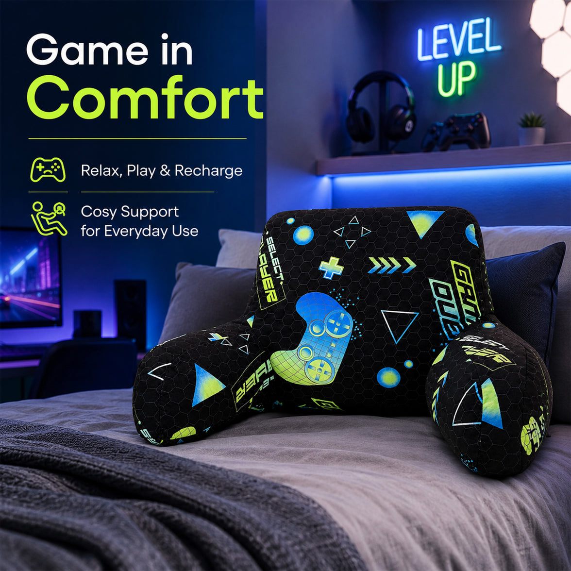 OLIVIA ROCCO Kids Gaming Bedrest Pillow with Arms Back Support
