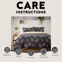 OLIVIA ROCCO Highland Cow Teddy Fleece Reversible Duvet Set with Pillowcases