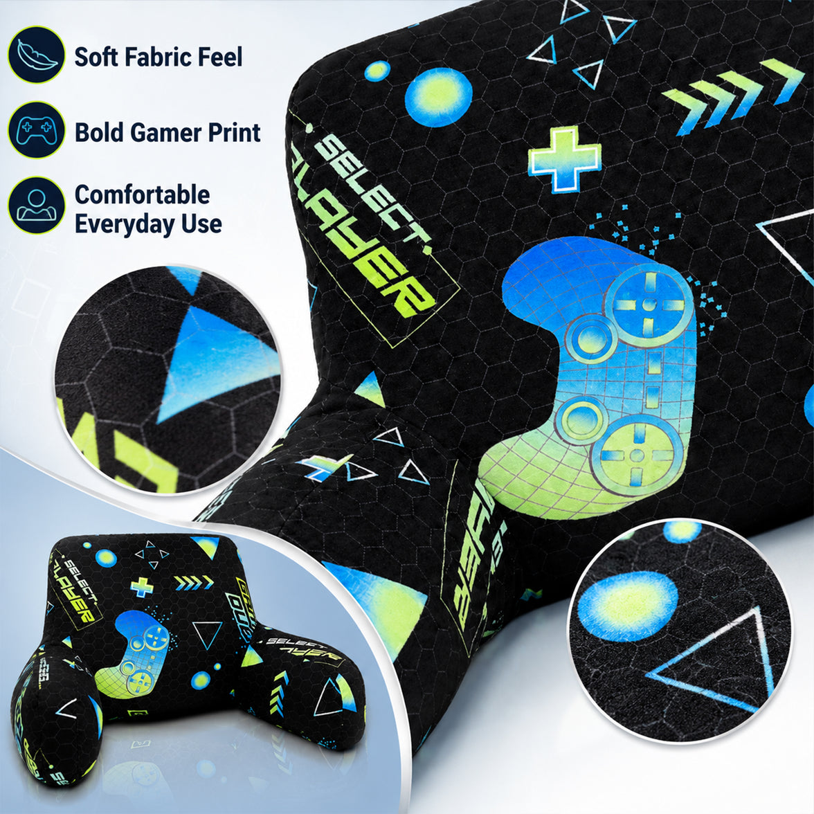 OLIVIA ROCCO Kids Gaming Bedrest Pillow with Arms Back Support