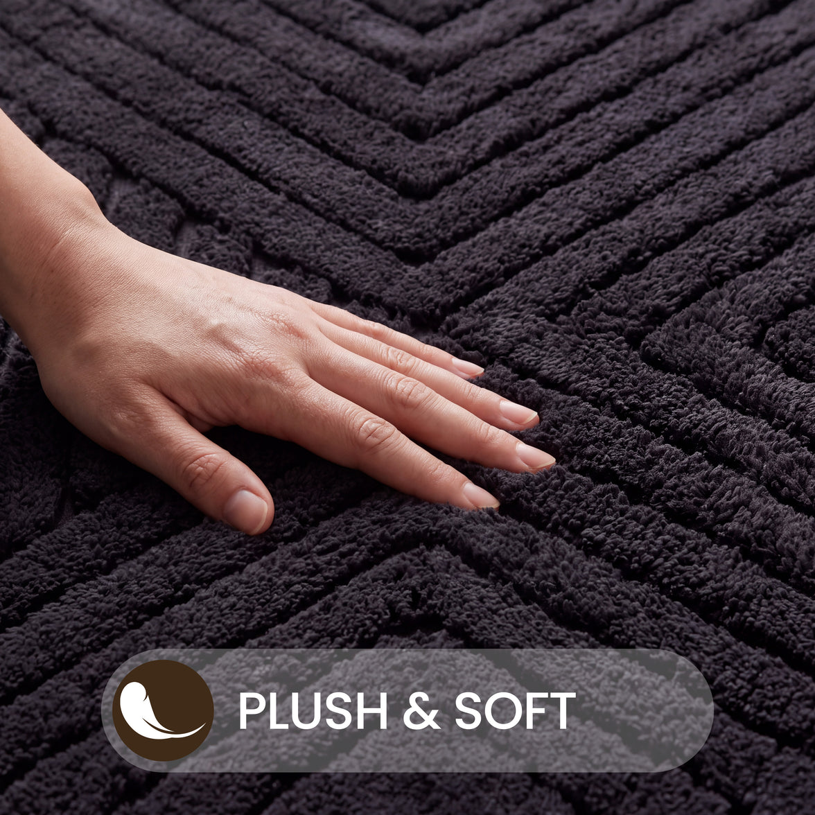 OLIVIA ROCCO diamond-patterned memory foam bath mat set with non-slip backing, two-piece bathroom rug for comfort and safety