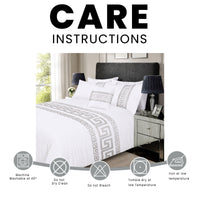 OLIVIA ROCCO Ravenna Greek Key Embroidered Duvet Cover Set Cotton Rich with Pillowcases