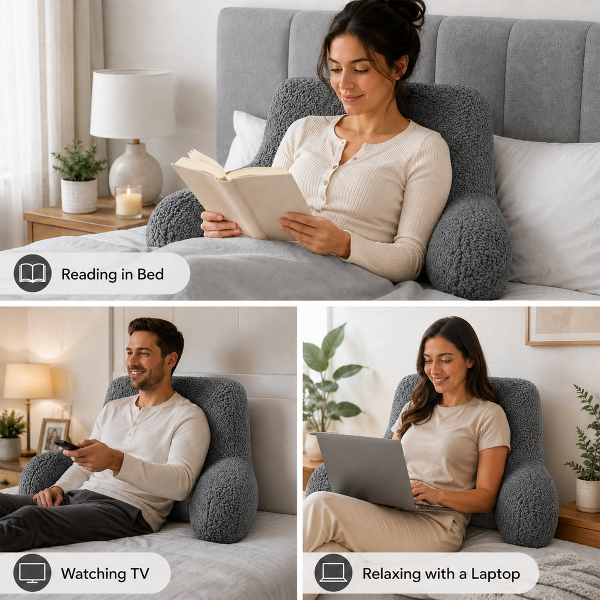 OLIVIA ROCCO Teddy Bedrest Reading Pillow with Arms Back Support