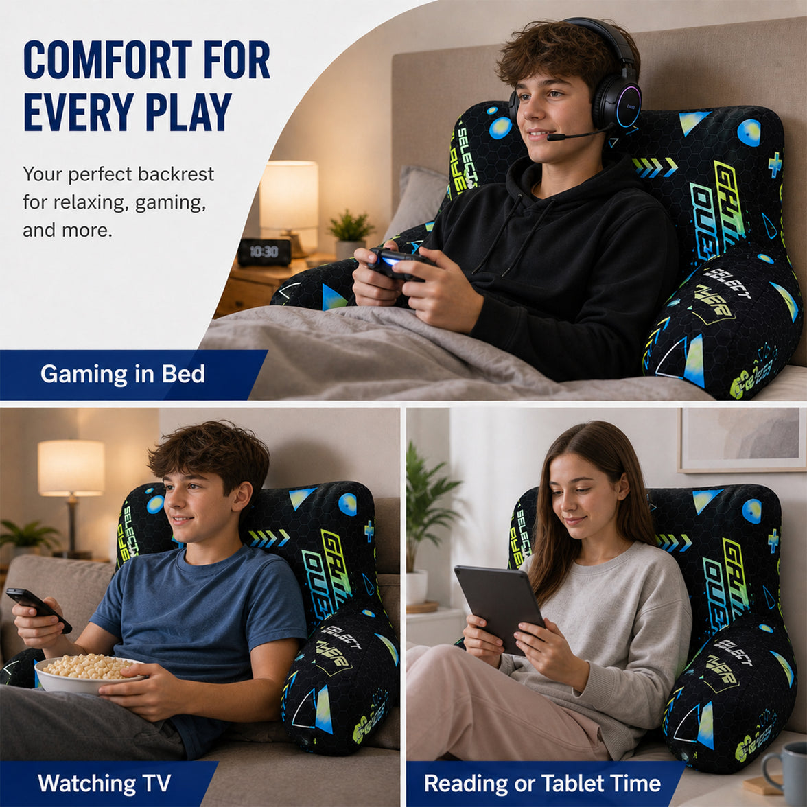 OLIVIA ROCCO Kids Gaming Bedrest Pillow with Arms Back Support