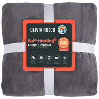 Grey OLIVIA ROCCO Self-Heating Giant Blanket in its retail packaging