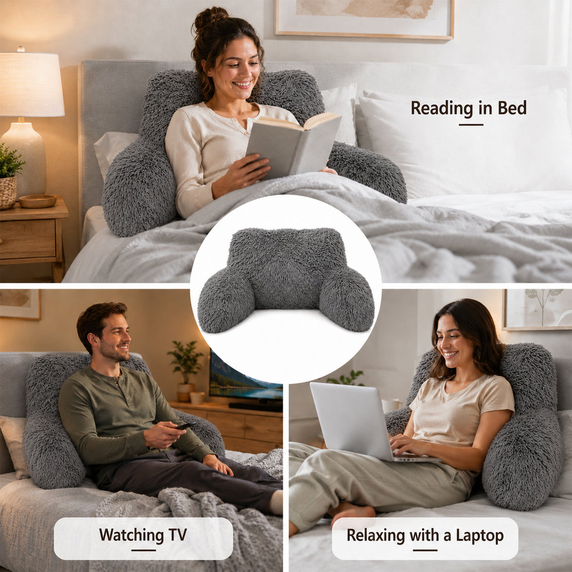 OLIVIA ROCCO Snuggle Bedrest Reading Pillow with Arms Back Support Cushion