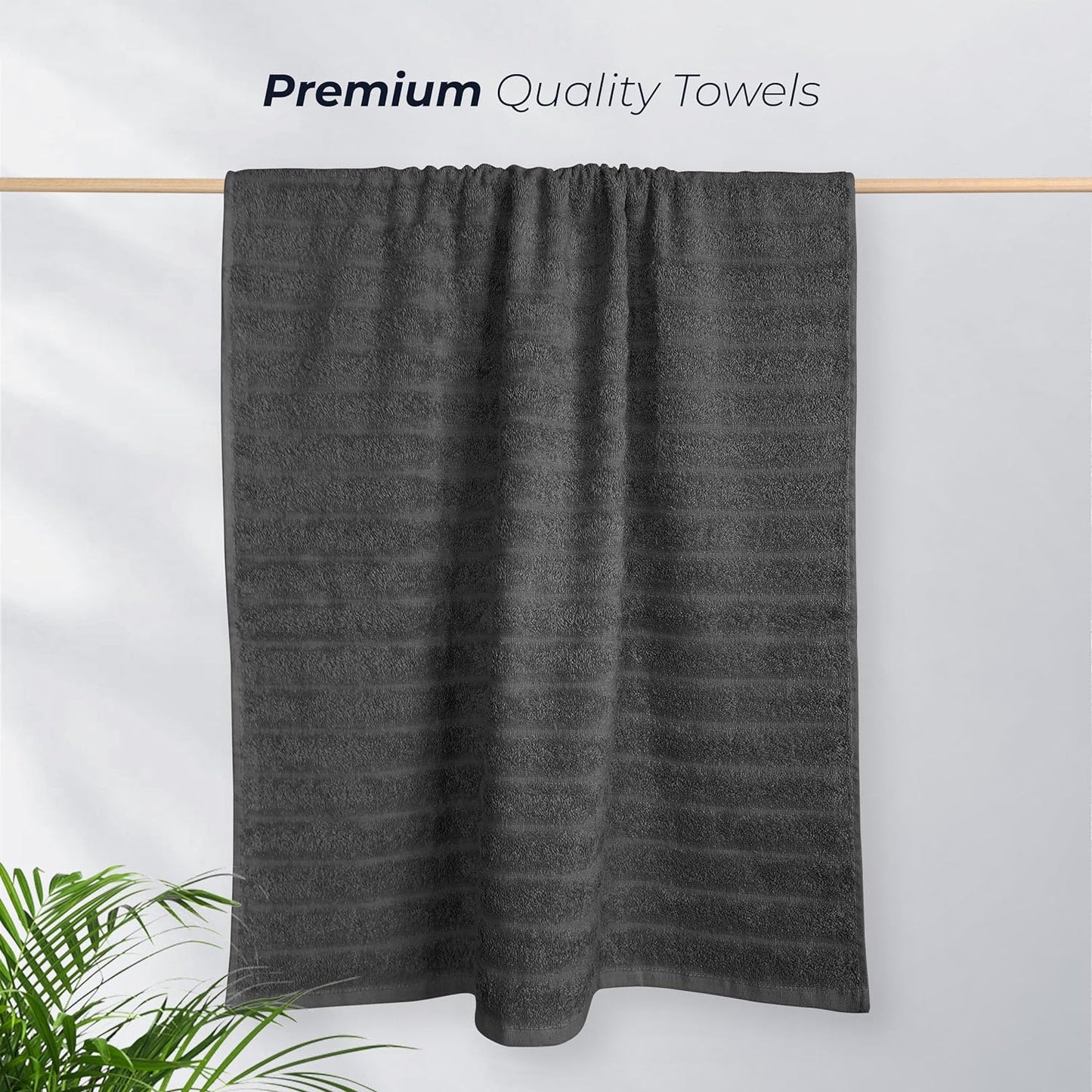 Luxurious Hydro Cotton Ribbed Towel Set by OLIVIA ROCCO Super Soft Lightweight Quick Dry Highly Absorbent Bath Sheets and Hand Towels Charcoal Bath Linens 2 Pack Jumbo Bath Sheets and 4 Hand Towels for Bathroom and Shower Durability and High Quality