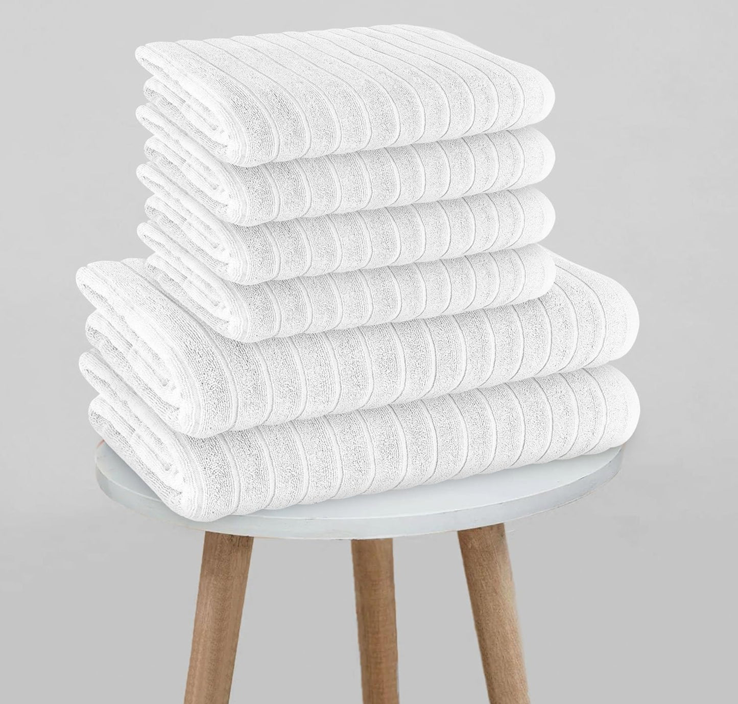 Lavish Home Ribbed Cotton 10 Piece Towel Set - White