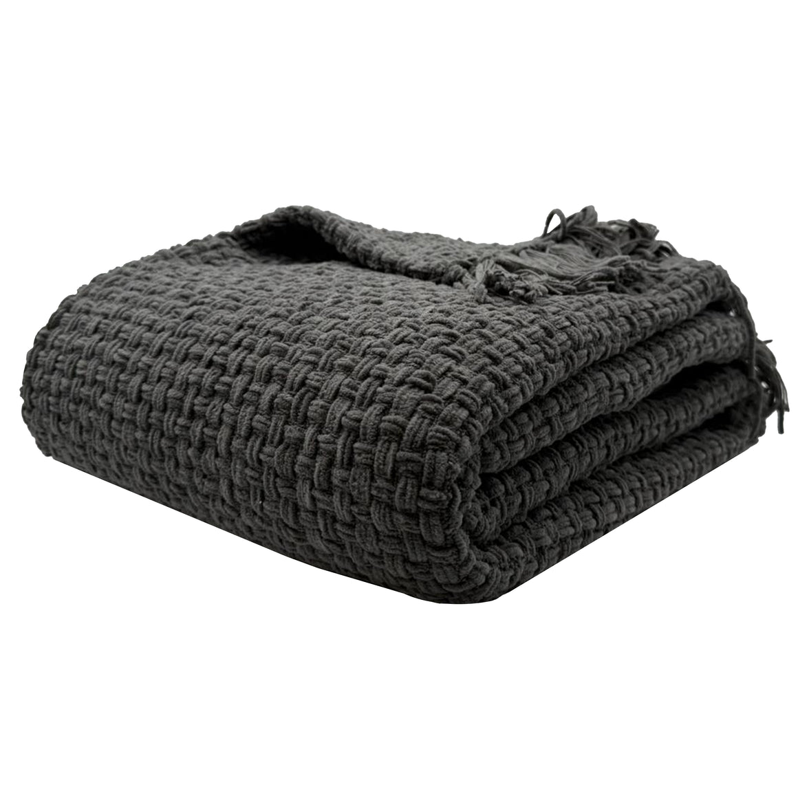 OLIVIA ROCCO Box Stitch Chenille Throw Soft Microfibre 130 x 170 cm