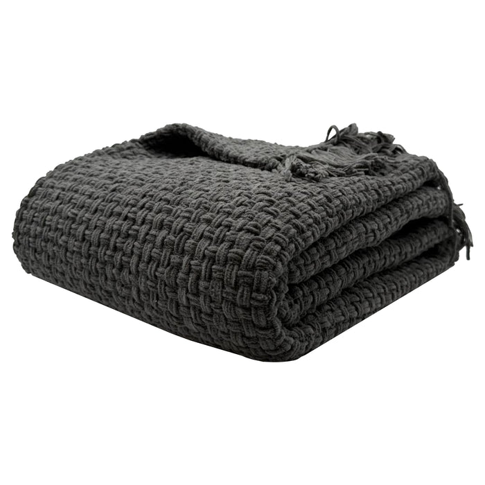OLIVIA ROCCO Box Stitch Chenille Throw Soft Microfibre 130 x 170 cm