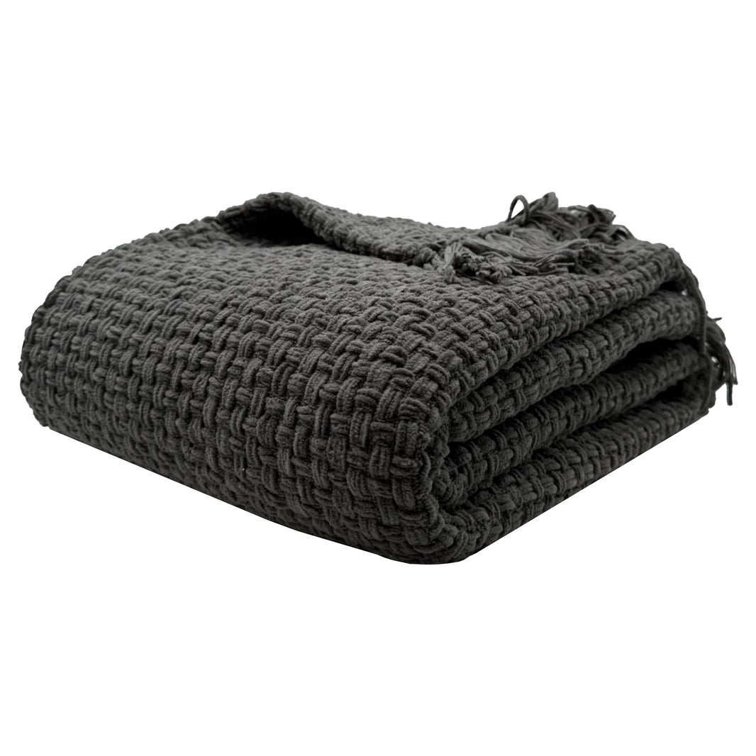 OLIVIA ROCCO Box Stitch Chenille Throw Soft Microfibre 130 x 170 cm