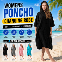 OLIVIA ROCCO Womens Poncho Changing Robe for Swim Surf Beach Gym Towels Hooded Large