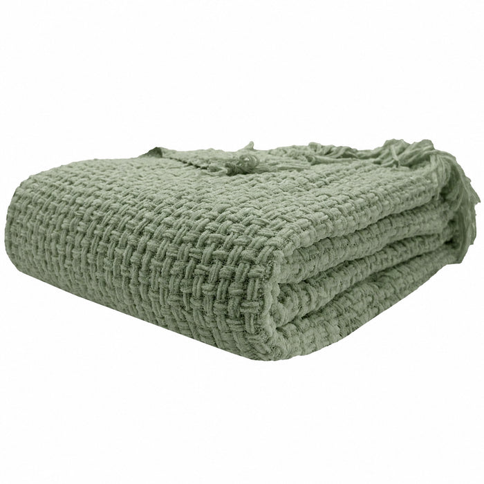 OLIVIA ROCCO Box Stitch Chenille Throw Soft Microfibre 130 x 170 cm