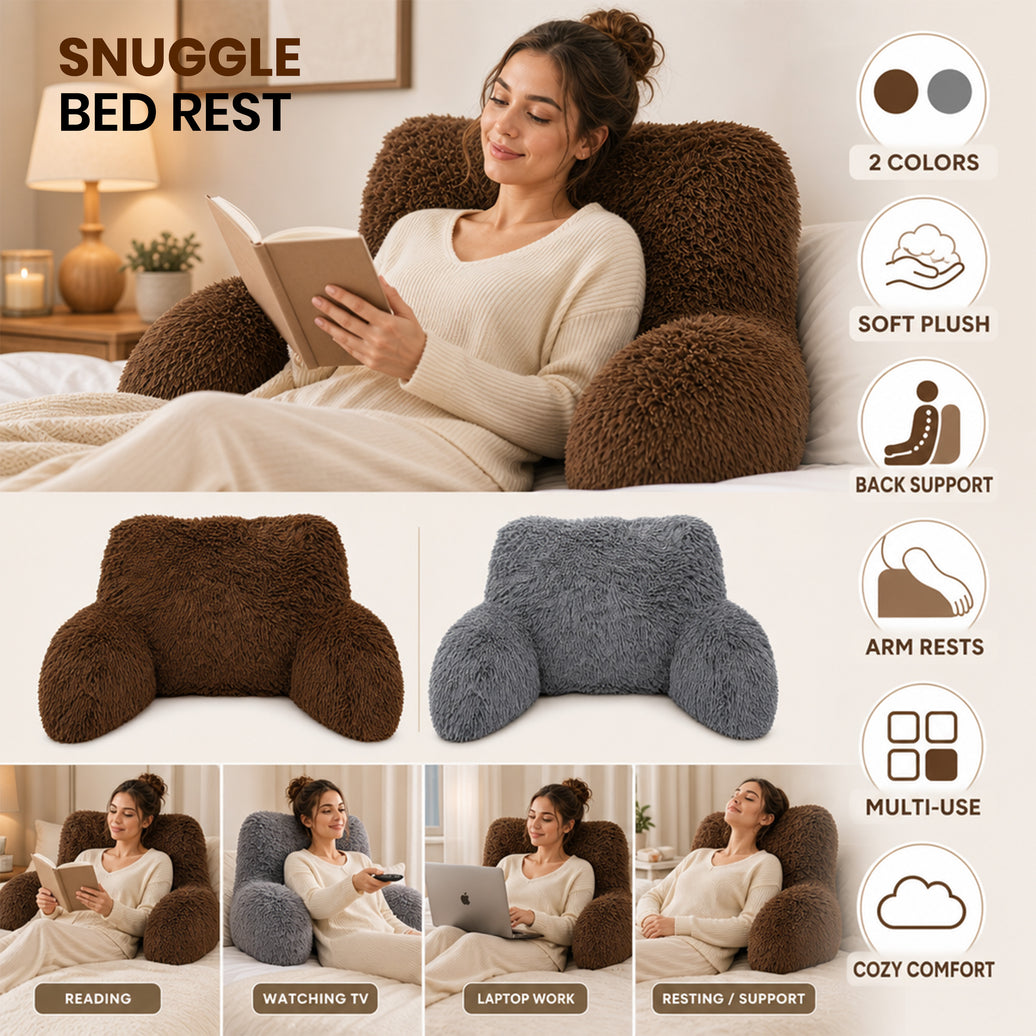 OLIVIA ROCCO Snuggle Bedrest Reading Pillow with Arms Back Support Cushion