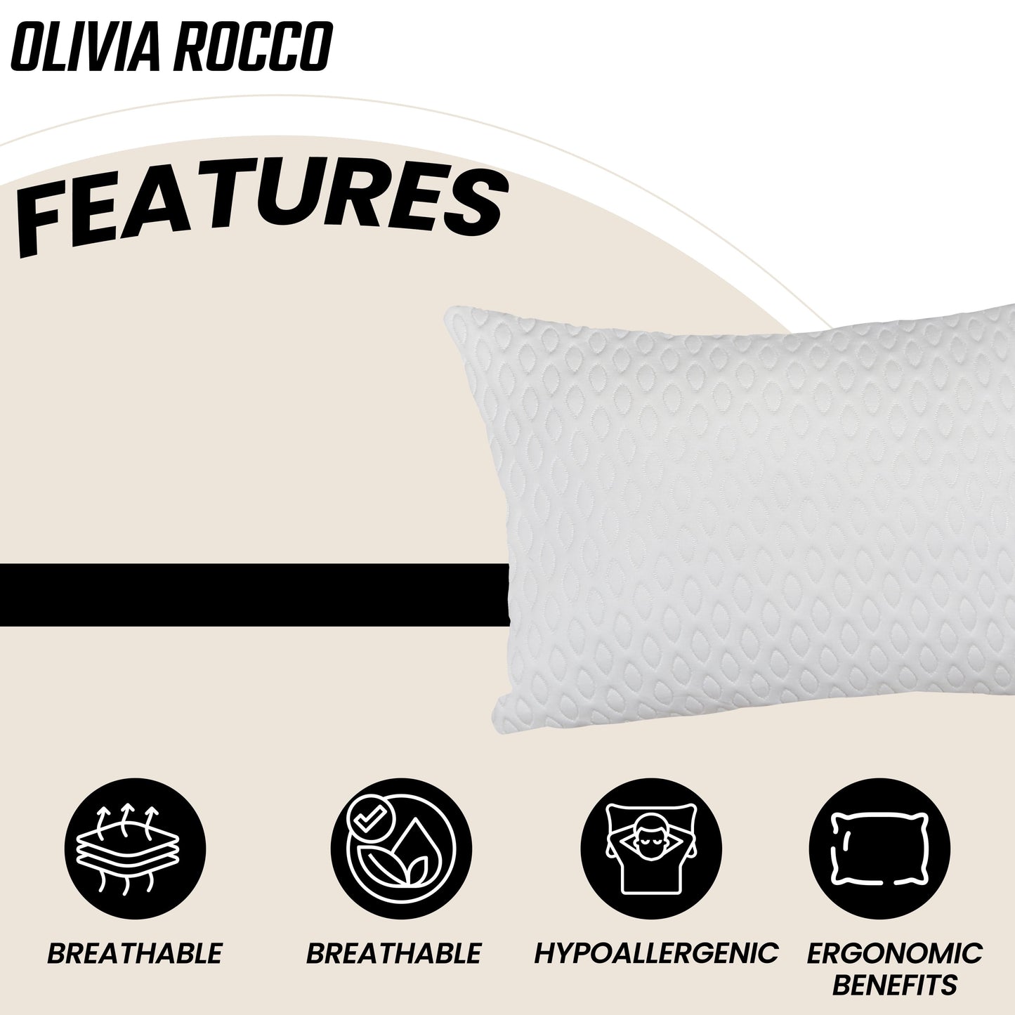 Air Flow Unique Luxury Hotel Quality Pillow Premium Fibre Filling for Superior Comfort and Support by OLIVIA ROCCO 50x70x5cm Pillows