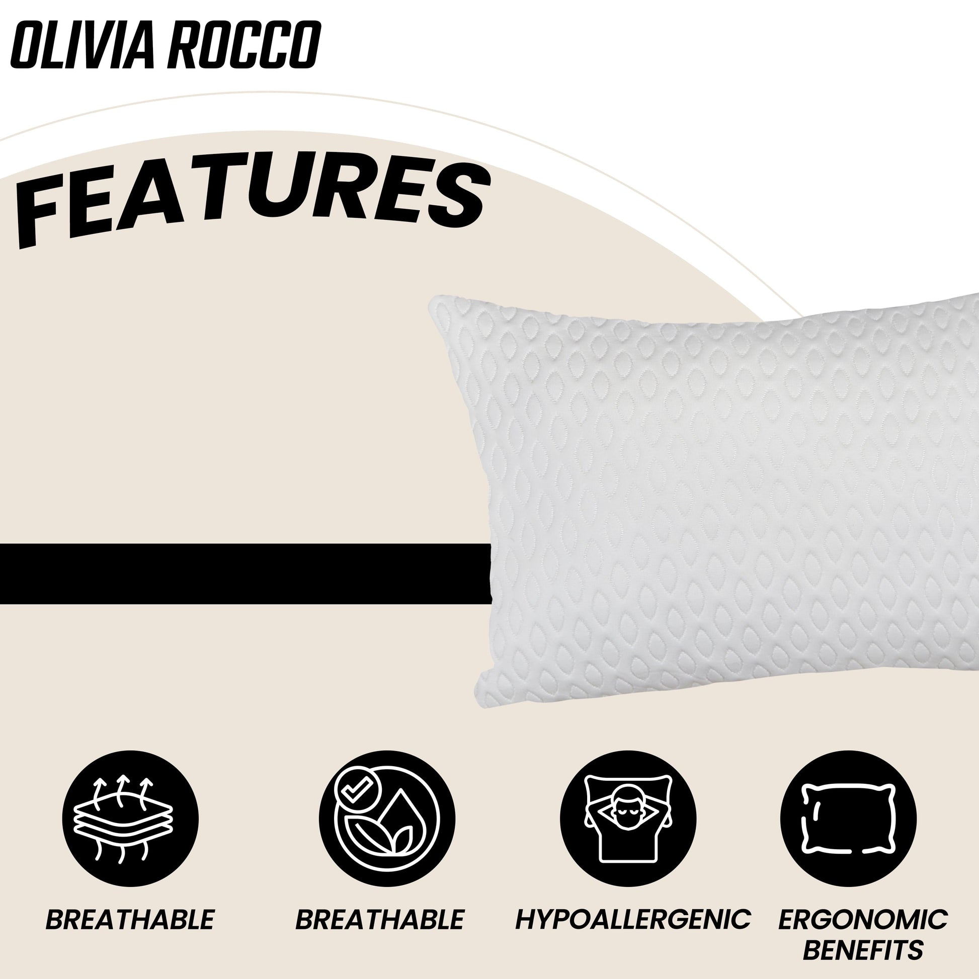 Air Flow Unique Luxury Hotel Quality Pillow Premium Fibre Filling for Superior Comfort and Support by OLIVIA ROCCO 50x70x5cm Pillows