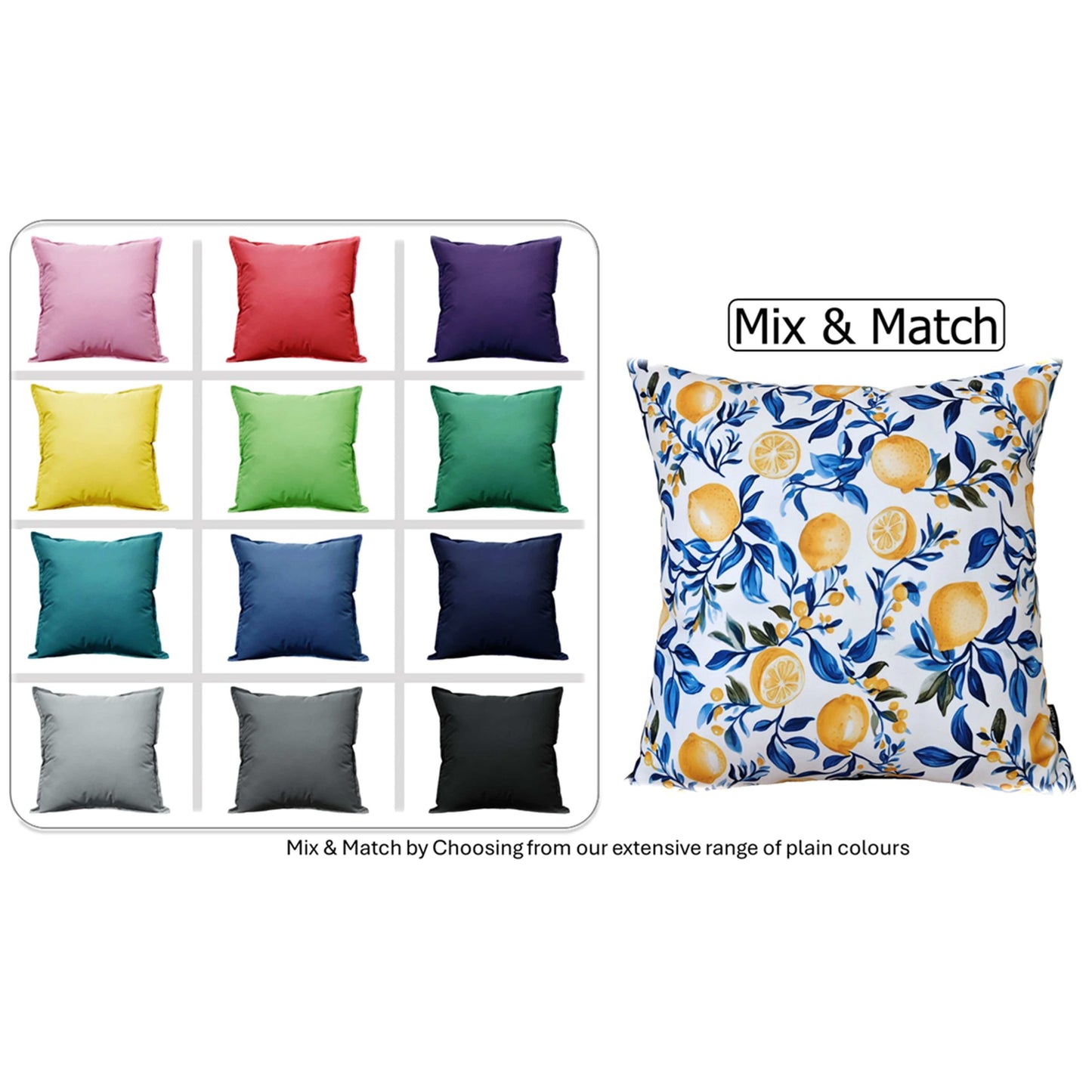 Amalfi Waterproof Cushion Covers 43 x 43 cm Reversible Breathable Decorative Cover for Indoor & Outdoor Use Patio Garden Sofa Bed Chair by OLIVIA ROCCO AMALFI / 43 x 43 cm Cushions