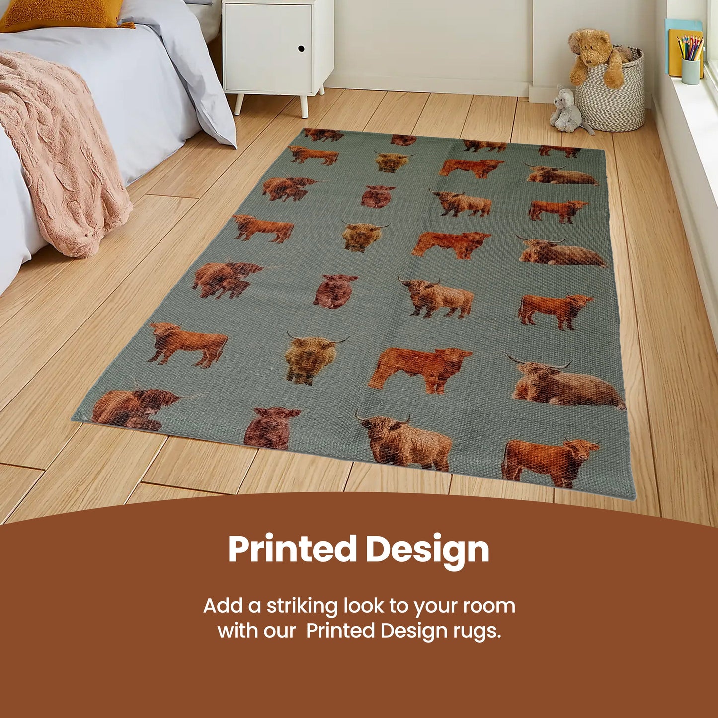 Animal Printed Rug Highland Cow Modern Non-Slip Soft Durable Floor Rug for Living Room Bedroom Hallway & Office by OLIVIA ROCCO 60 x 90 CM / HIGHLAND COW Rugs
