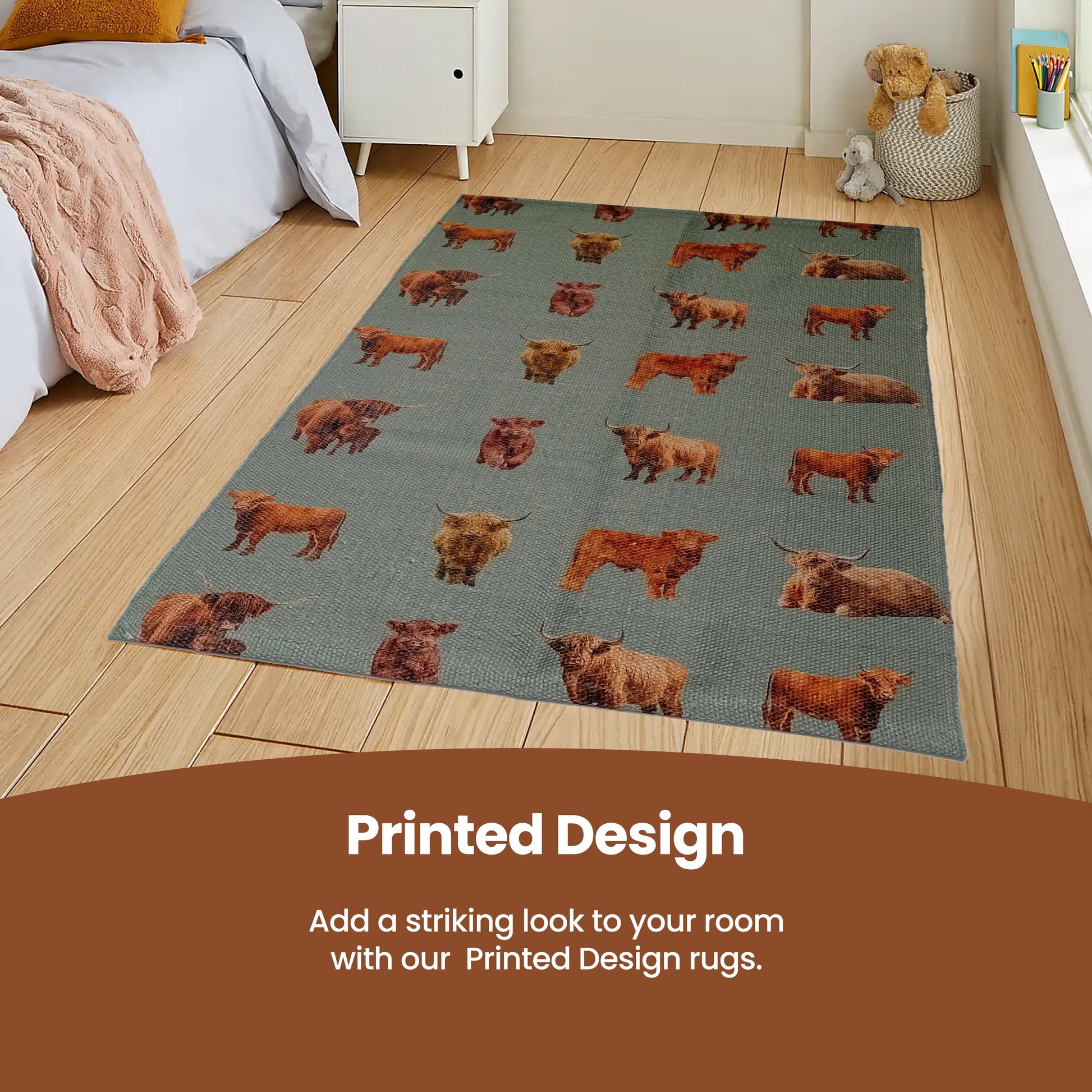 Animal Printed Rug Highland Cow Modern Non-Slip Soft Durable Floor Rug for Living Room Bedroom Hallway & Office by OLIVIA ROCCO 60 x 90 CM / HIGHLAND COW Rugs