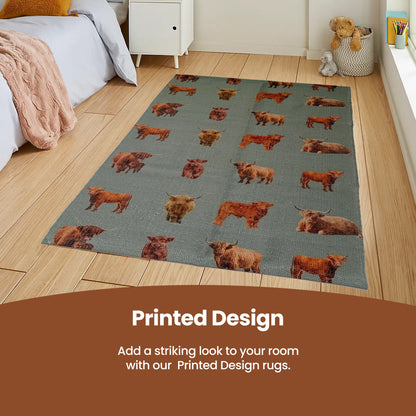 Animal Printed Rug Highland Cow Modern Non-Slip Soft Durable Floor Rug for Living Room Bedroom Hallway & Office by OLIVIA ROCCO 60 x 90 CM / HIGHLAND COW Rugs