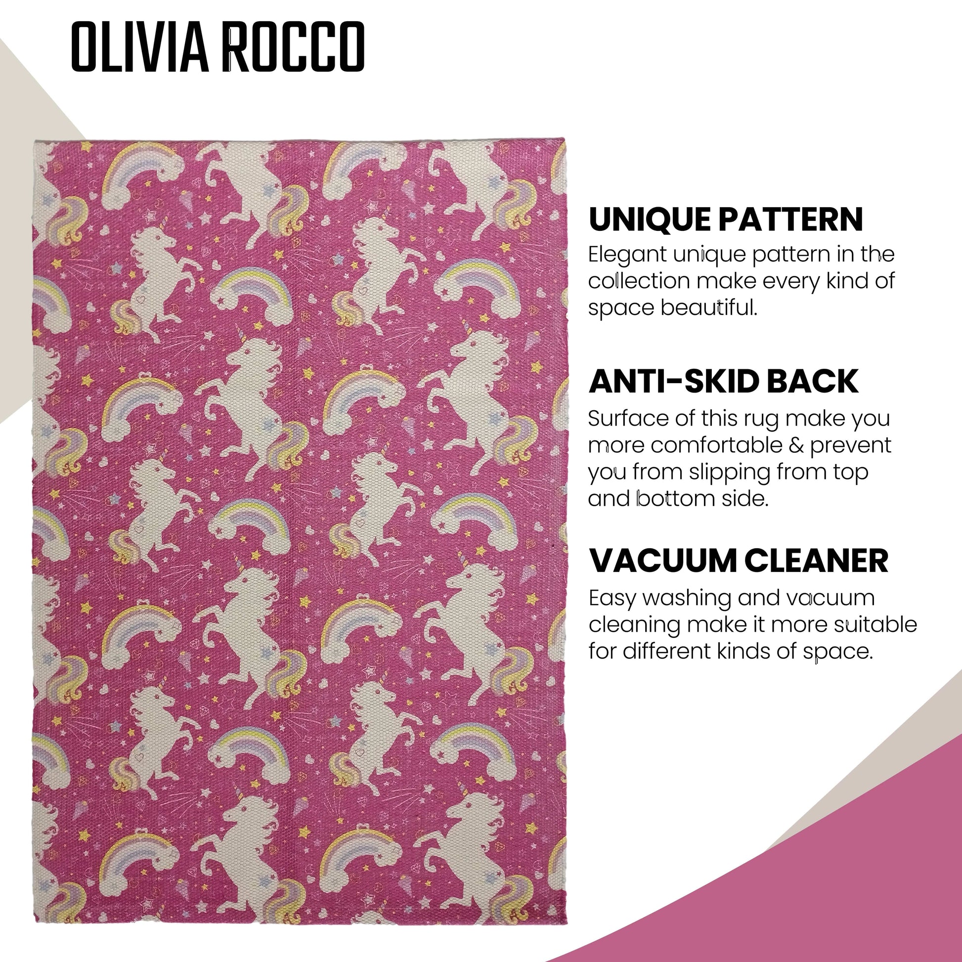 Animal Printed Rug Unicorn Modern Non-Slip Soft Durable Floor Rug for Living Room Bedroom Hallway & Office 60 x 90 cm / Unicorn OLIVIA ROCCO Rugs