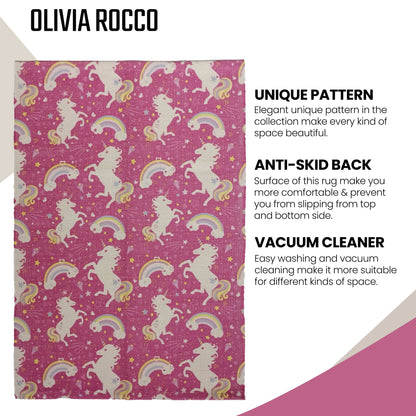 Animal Printed Rug Unicorn Modern Non-Slip Soft Durable Floor Rug for Living Room Bedroom Hallway & Office 60 x 90 cm / Unicorn OLIVIA ROCCO Rugs