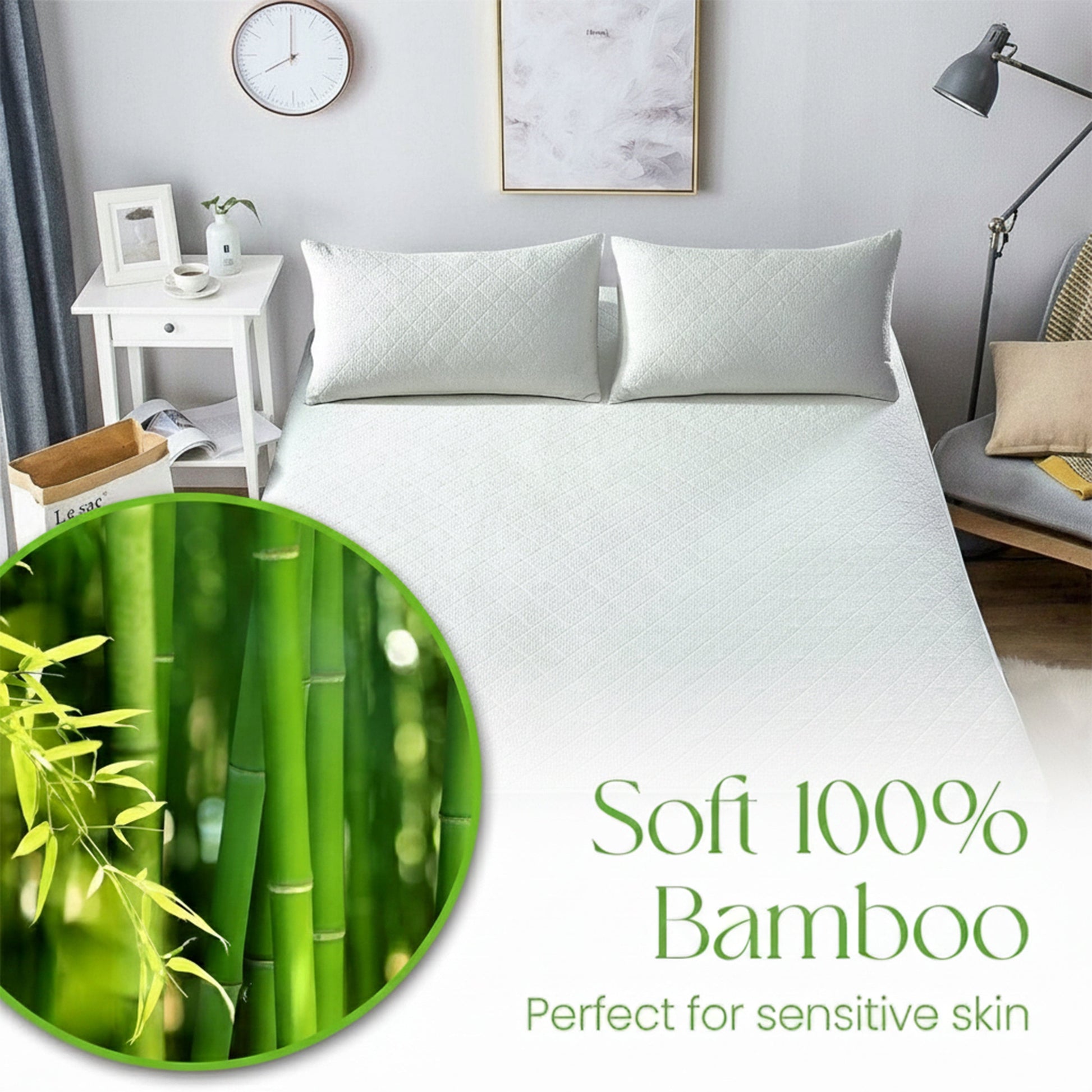 Bamboo Extra Deep Quilted Waterproof Mattress Protector Hypoallergenic Moisture-Wicking Bed Cover with Elastic Skirt by OLIVIA ROCCO Mattress Protector