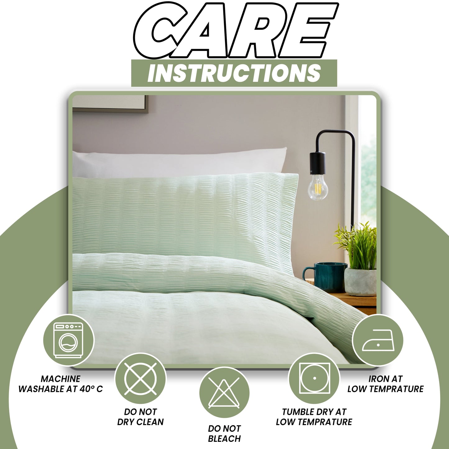 Belgravia Sage Green Cotton Rich Duvet Cover Set with Pillowcases Soft Easy Care Modern Quilt Bedding Bed Linen Set by OLIVIA ROCCO Duvet Cover