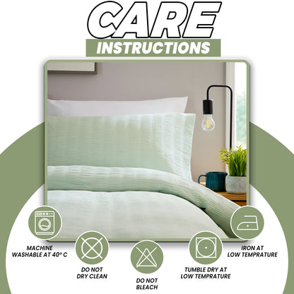 Belgravia Sage Green Cotton Rich Duvet Cover Set with Pillowcases Soft Easy Care Modern Quilt Bedding Bed Linen Set by OLIVIA ROCCO Duvet Cover