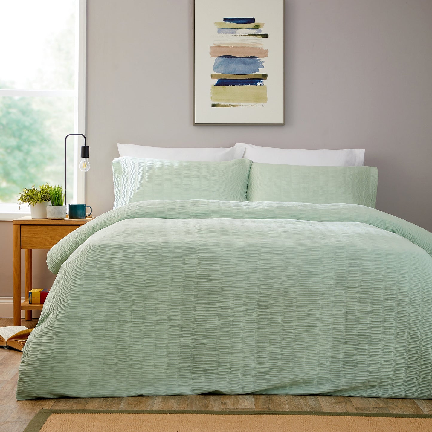 Belgravia Sage Green Cotton Rich Duvet Cover Set with Pillowcases Soft Easy Care Modern Quilt Bedding Bed Linen Set by OLIVIA ROCCO SINGLE Duvet Cover