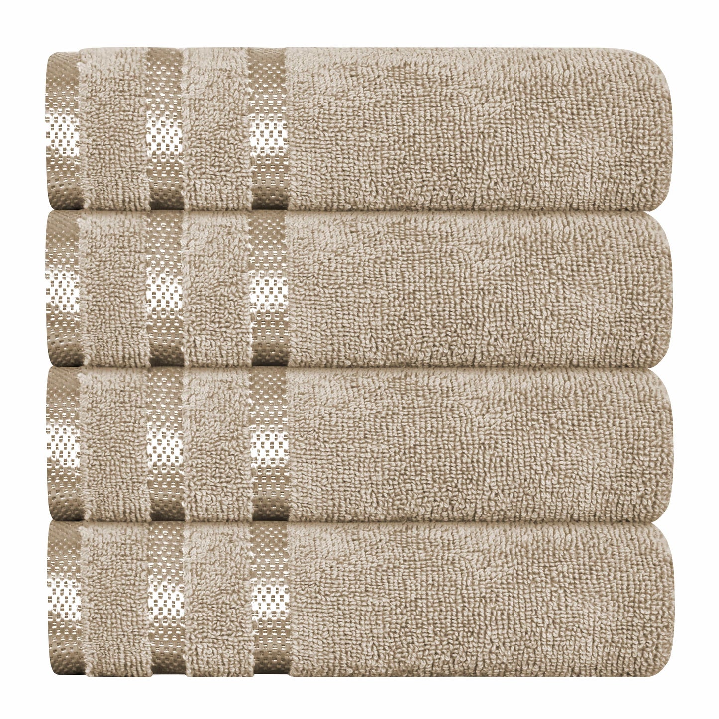 Belmont Viscose Stripe Beige Towels 100% Cotton Hotel Quality Super Absorbent 10 Piece Bale Set, 4 Hand Towel & 12 Face Cloths by OLIVIA ROCCO 4 PK HAND TOWEL / BEIGE OLIVIA ROCCO Towels