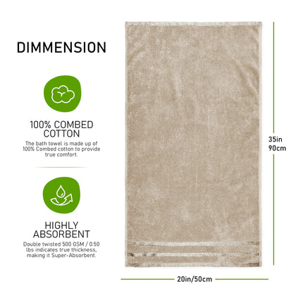 Belmont Viscose Stripe Beige Towels 100% Cotton Hotel Quality Super Absorbent 10 Piece Bale Set, 4 Hand Towel & 12 Face Cloths by OLIVIA ROCCO OLIVIA ROCCO Towels
