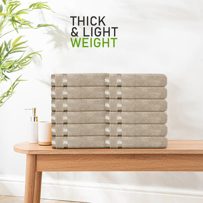 Belmont Viscose Stripe Beige Towels 100% Cotton Hotel Quality Super Absorbent 10 Piece Bale Set, 4 Hand Towel & 12 Face Cloths by OLIVIA ROCCO OLIVIA ROCCO Towels