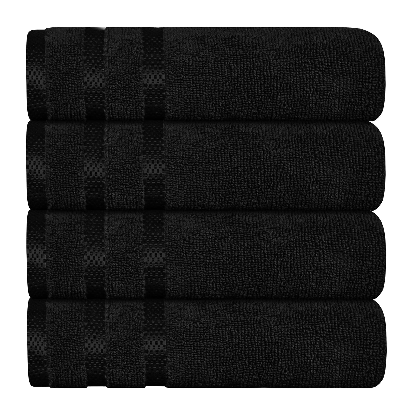 Belmont Viscose Stripe Black Towels 100% Cotton Hotel Quality Super Absorbent 10 Piece Bale Set, 4 Hand Towel & 12 Face Cloths by OLIVIA ROCCO 4 PK HAND TOWEL / BLACK OLIVIA ROCCO Towels